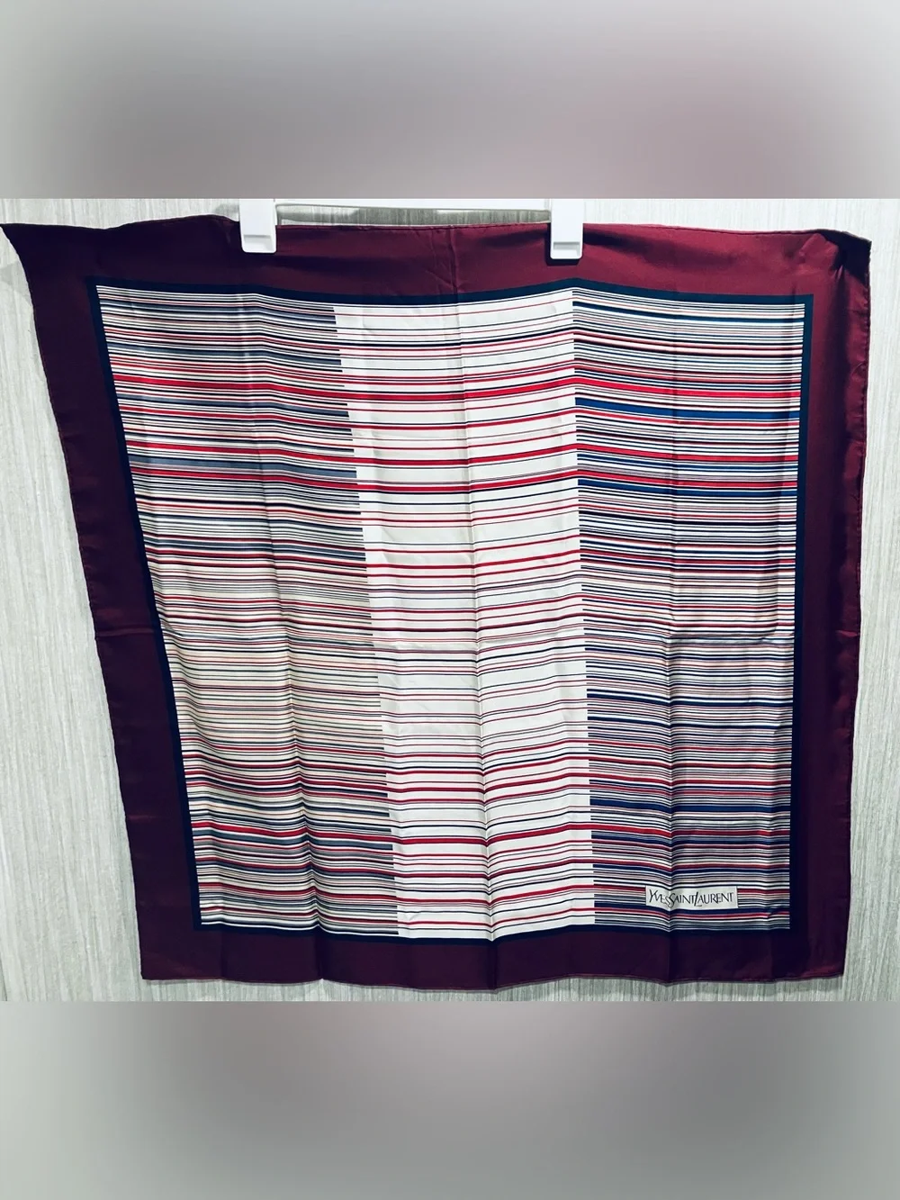 Yves Saint Laurent 🔥 Striped Silk Scarf
